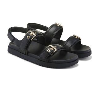 Madden Girl Womens Sprittz Double Buckle Strap Flat Sandals Black Size 7.5 NWT